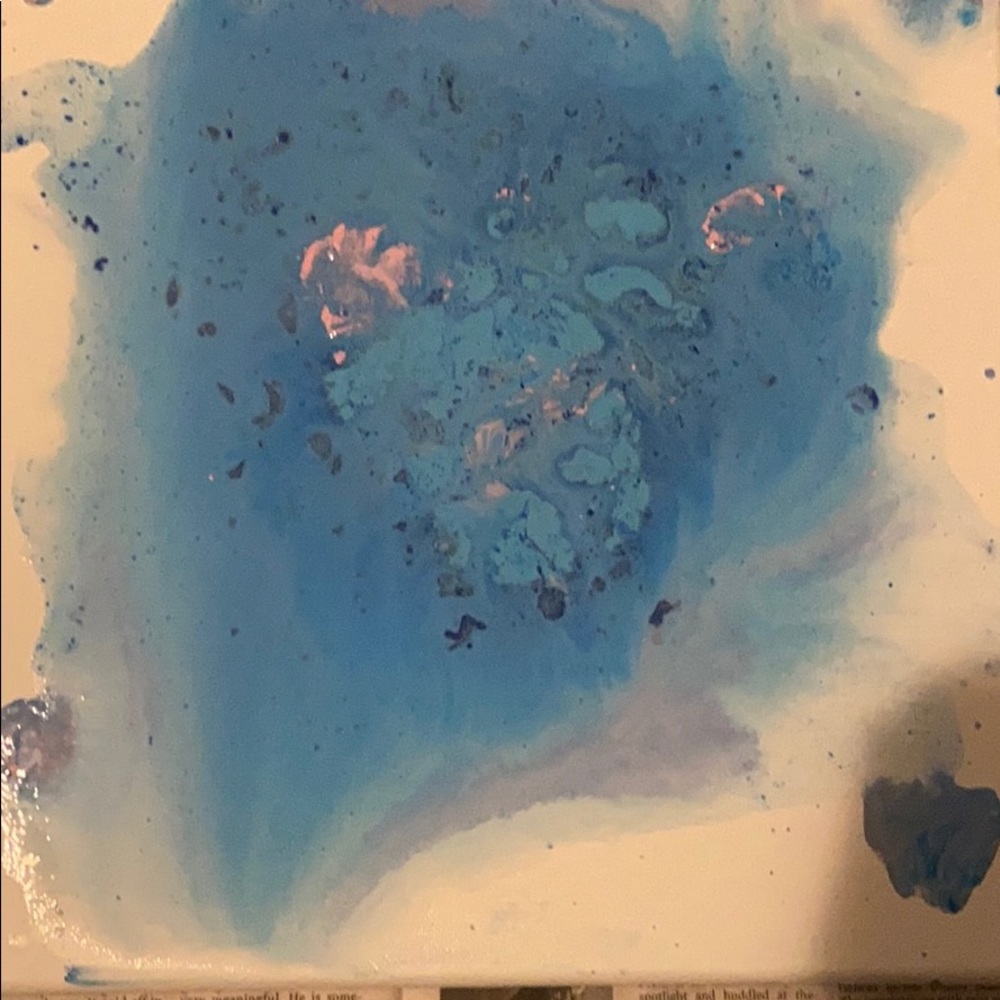 Hand painted blue and pink water marble painting!